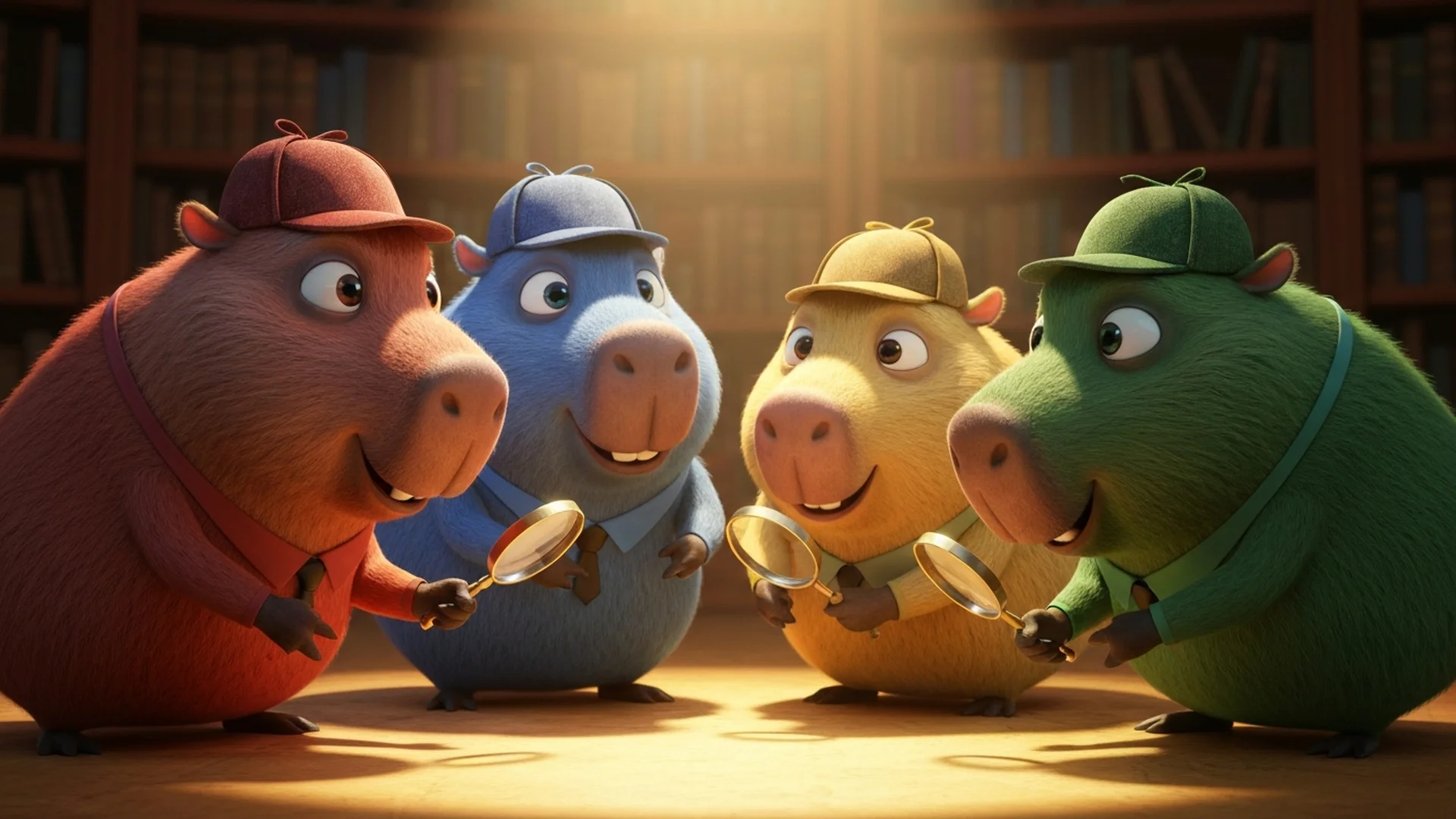 Four capybara squad detectives posing together